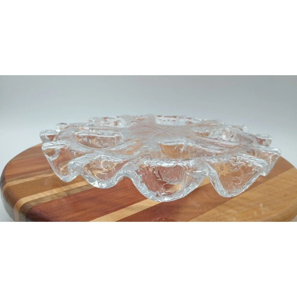 Muurla Finland Glass Tealight Holder Ice Ruffled
